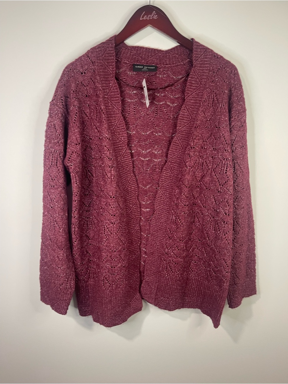 Lane Bryant Dusty Rose Open-Front Knit Cardigan